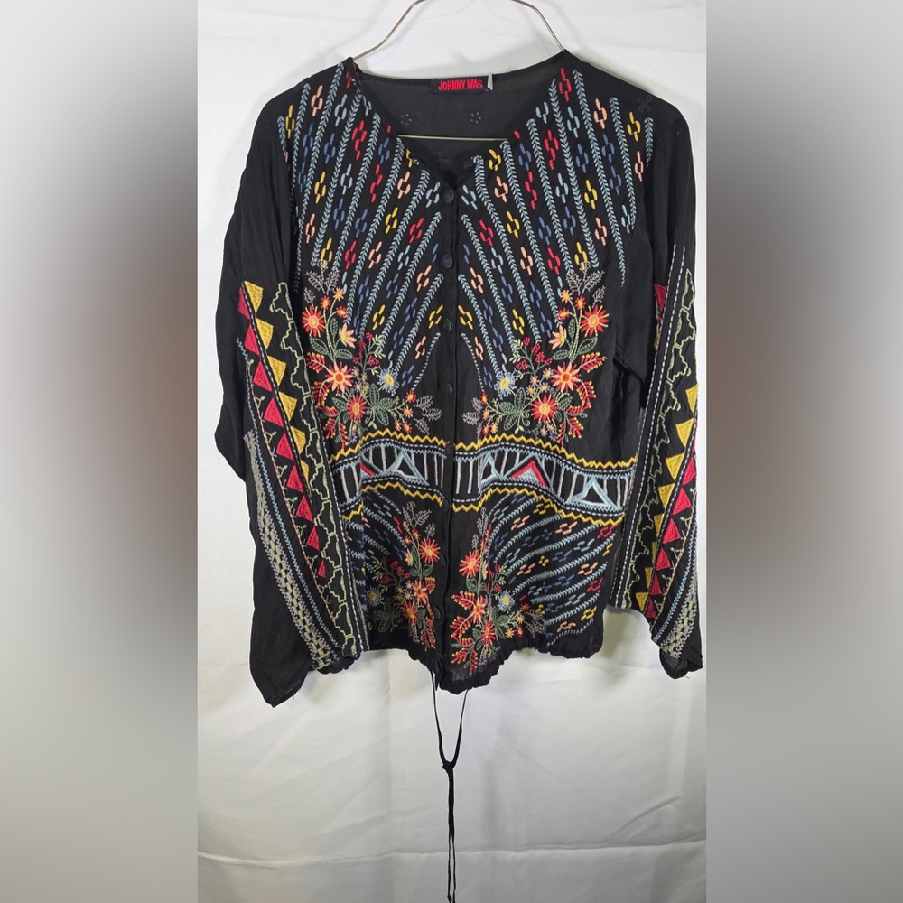 Johnny Was Women's Ezra Embroidered Blouse Size XS RN149414